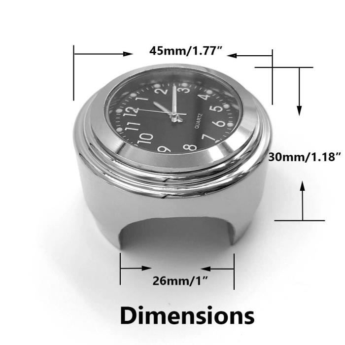Thermomètre horloge moto de haute qualité pour guidon universel 7/8