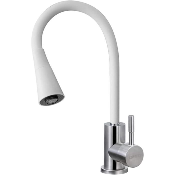 Mitigeur Cuisine Rabattable, Lonheo Robinet Cuisine Pliable Sous Fenêtre, Robinet de Cuisine avec Haut Bec Pivotant à 360°et Aérateur Démontable, Mitigeur Evier Cuisine en Acier Inoxydable 304 Brossé
