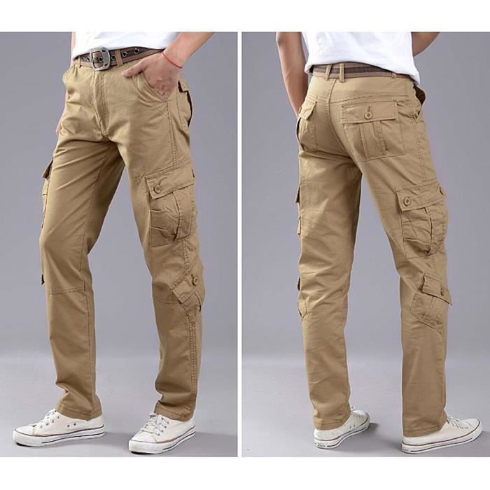 Pantalon Cargo Homme Multipoches - Coupe Droite, Stretch - Décontracté, Sport, Quotidien - Tissu Respirant Pour Automne/hiver - 4