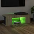 Meuble de rangement & Meuble bas TV & Table de Salon avec lumières LED Chêne Sonoma 90x39x30 cm - Qualité luxe©-3