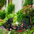 VGEBY Ensemble de 3 piquets décoratifs en métal pour jardin avec silhouette de chat - Décoration de jardin pour terrain extérieur-3