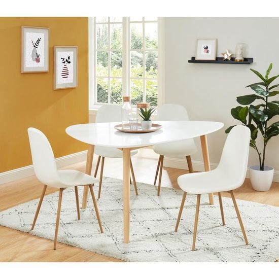 Table De Sejour Triangulaire Style Scandinave Coloris Blanc Mat En