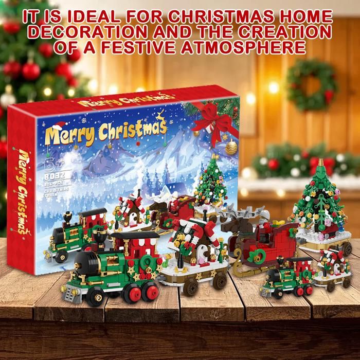 Calendrier De L'Avent Construction Sapin & Train 2025 - 24 Blocs Modulables Pour Enfants 3-10 Ans - Cadeau De Noël Créatif - Maison