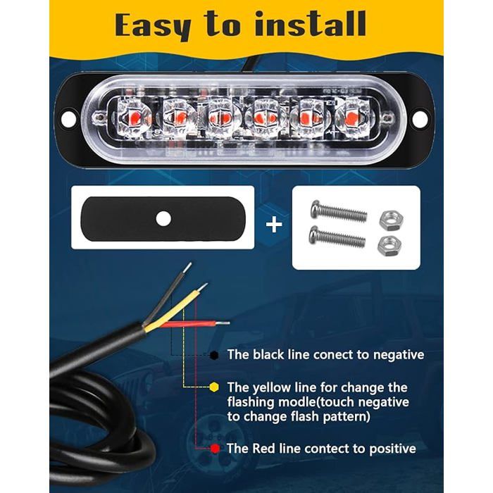 Pack de 4 mini lampes stroboscopiques ultra-minces 6 LEDs rouges, pour modélisme ou Pack de 4 mini lampes stroboscopiques ultra-minces 6 LEDs rouges, pour modélisme ou