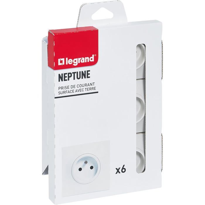 Prise Murale Avec Terre Neptune – 2P+T Monobloc, Fixation à Griffes, Pour Terrasse