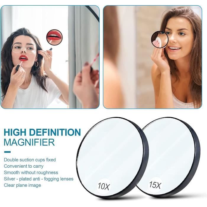 Acheter Miroir circulaire cosmétique grossissant portatif 5X 10X avec deux  ventouses