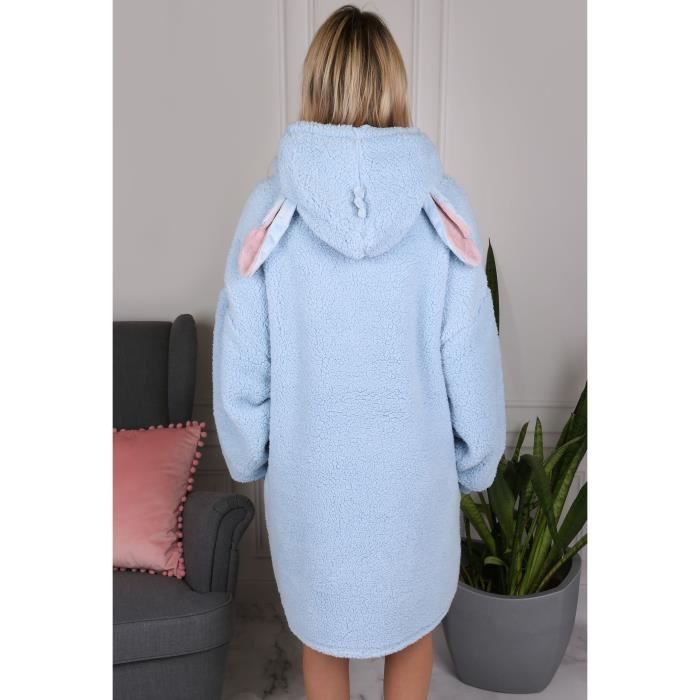 Stitch Disney Sweat robe femme couverture a capuche bleue snuddie XS S Cdiscount Maison