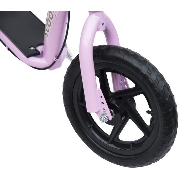 HOMCOM Trottinette patinette pour enfants à partir de 5 ans grands pneus  guidon réglable poignée frein et béquille acier pas cher 