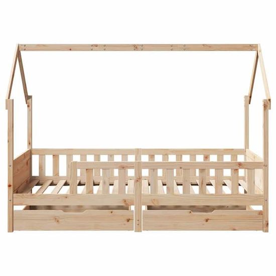 VidaXL Cadre De Lit D'enfants Forme De Maison 70x140cm Bois Pin Massif, Cadre De Lit En Forme De Maison, Cadre De Lit Pour 850713 - Maison
