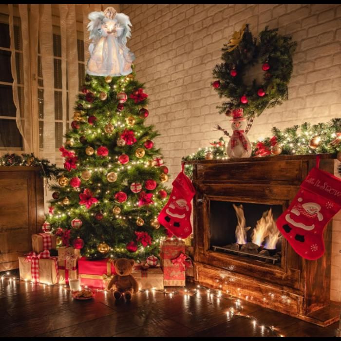 Ange Lumineux Pour Cime De Sapin De Noël - Alimentation Piles AA, Dimensions ~25x20 Cm, Métal Doré - Décoration Intérieur/extérieur Fêtes