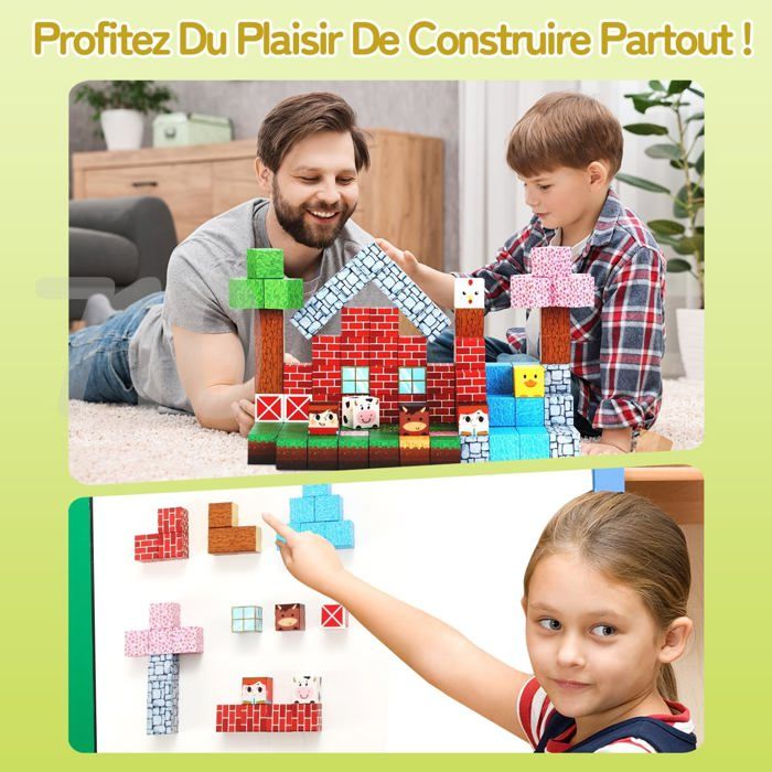 Construction Magnétique Enfant – 110 Pièces Cubes Aimantés, Blocs Montessori 3D, Éducatif Et Créatif, Dès 3 Ans, Cadeau Anniversaire