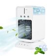 Mini Climatiseur Portable 3-en-1–Ventilateur Humidificateur USB Silencieux avec Minuterie – Pour Bureau, Chambre et Camping – Blanc