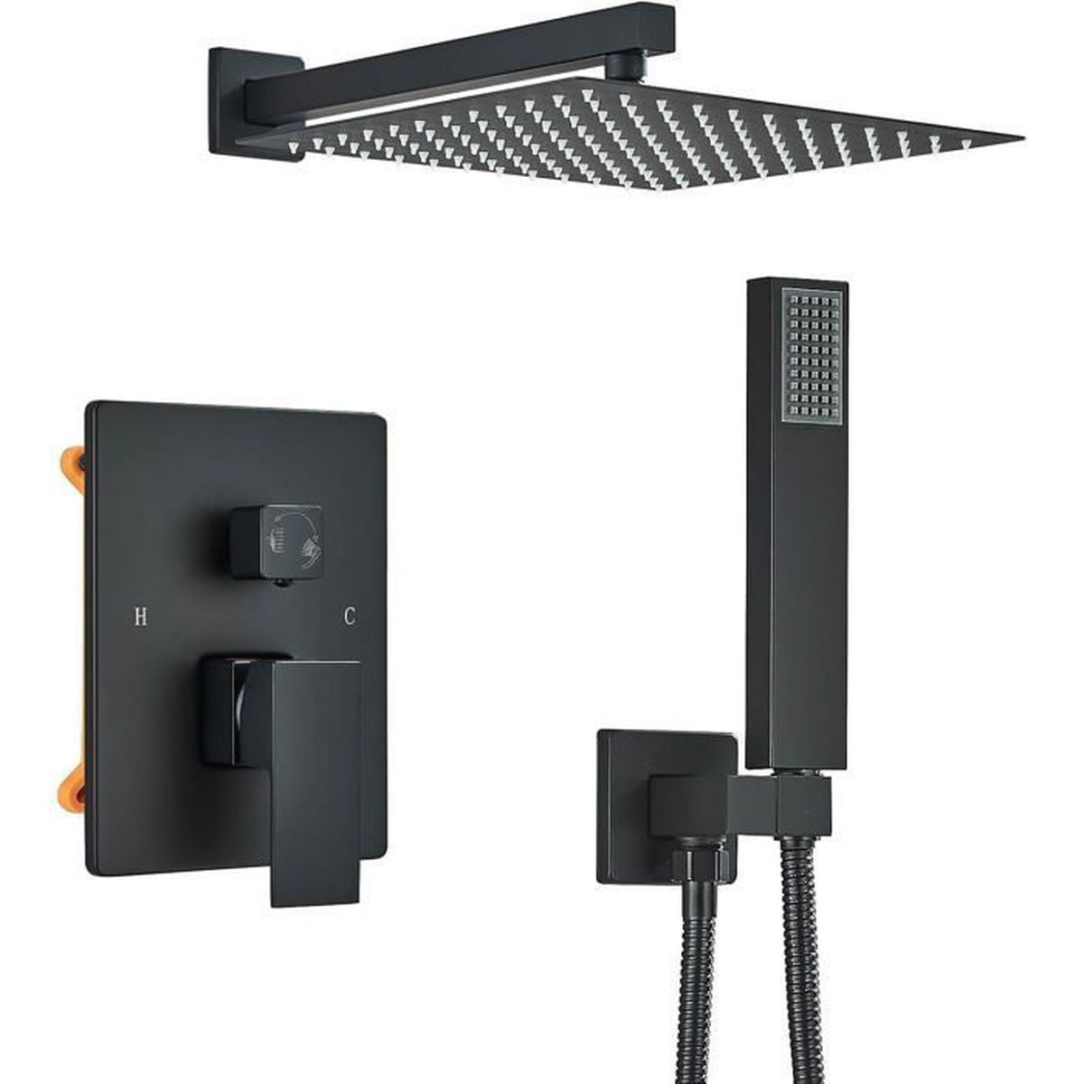 Colonne de Douche Encastrée NoirLation Système Douche Encastrable