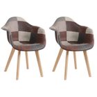 Fauteuils de salle à manger - DOWISDOLY - Lot de 2 - Chaise Patchwork Style milieu du siècle - Rembourrées(brun)