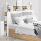 IDMARKET Tête de lit sur pied CLEO 165 cm avec rangements fermés et niches blanc et façon hêtre
