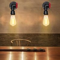 MOGOD 2Pcs Applique Murale en Fer Noir Lampe forme Conduite D'eau Vintage E27 pour Chambre Cuisine