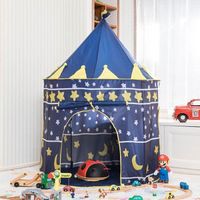 Tente Enfants Bébé Bleu - Princesse Chateau - Grande Espace - Facile à Monter - Sac de Transport Offert