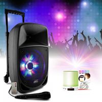 Enceinte mobile Bluetooth USB 300W PARTY-8LED Tuner Micro Karaoke - Réveil lampe Haut-parleur BT LTC BT-WAKEUP Musique Animation