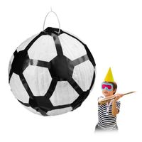 Relaxdays Pinata à suspendre Ballon football, pour enfants, à remplir, anniversaire jeux décoration, blanc-noir