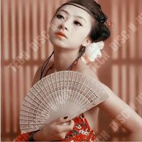TD® Lot de 10 éventails en bois accessoires femmes élégant tendance moderne asiatique faire vent soirées tissu bambous grandes