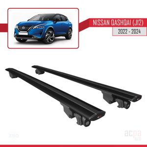 BARRES DE TOIT Barres de Toit Railing Porte-Bagages pour Nissan Qashqai 2022-2024 en Aluminium Noir avec Verrouillable