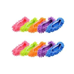Lot De 5 Paires De Chaussons Vadrouille Réutilisables - Microfibre, Pour Nettoyer Les Sols Sans Se Baisser