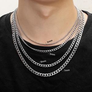 Kacniohen Collier Argent Largeur en Acier Inoxydable de Figaro Collier Hommes 7mm Longueur Bijoux 50cm