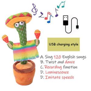 Jouets cactus de charge USB améliorés, cactus dansant, jouet de