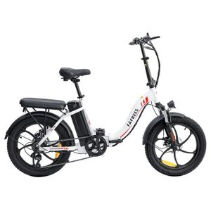 VÉLO ASSISTANCE ÉLEC FAFREES F20 Vélo électrique 20 pouces Cadre pliant E-bike 7 vitesses avec batterie au lithium amovible 15AH - Blanc