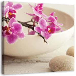 TABLEAU - TOILE Tableau sur toile, Orchidées roses dans un plat (P