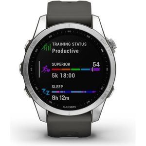Montre connectée sport Montre GPS connectée - GARMIN - Fenix 7S - Argent avec bracelet gris