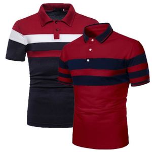 POLO Polo Homme Lot de 2 Été Mode Couleur Contrasté Polo Casual Manche Courte Marque Luxe T-Shirt Hommes - Rouge-Blanc-Noir-Rouge