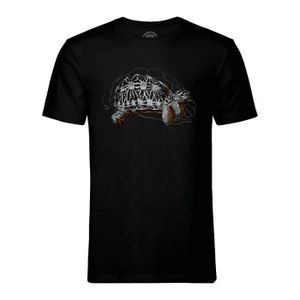 T-SHIRT T-shirt Homme Col Rond Noir Tortue Minimaliste Biologie Illustration Ancienne