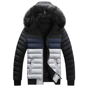 Doudoune Hiver Homme Coupe-Vent Softshell - Col Avec Fourrure - Chaud Et Confortable