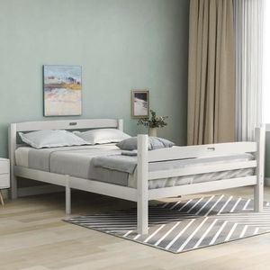 aingoo lit en bois 140 x 190 cm pour adulte blanc cdiscount maison