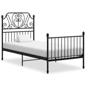 ENSEMBLE LITERIE Cadre de lit Noir Métal 90x200 cm - VIDAXL - 1 place - Epaisseur du matelas 20 cm - 1 personne