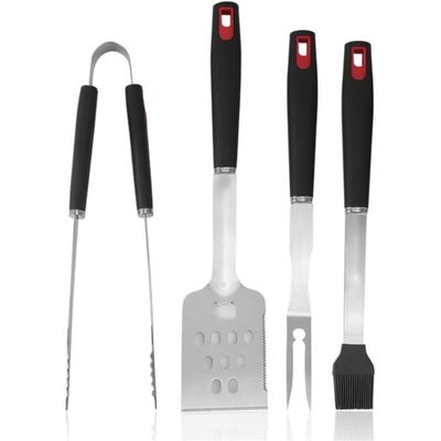 Kit Ustensiles Barbecue 9 Pièces En Acier Inoxydable - Pelle, Fourchette, Pince, Pinceau Et Brochettes Pour Grills Parfaits