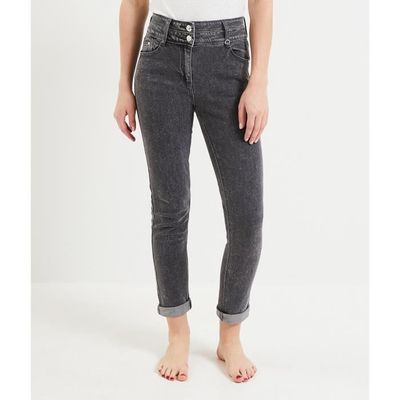 GRAIN DE MALICE Jean raccourci taille haute femme Gris Cdiscount Pret a Porter