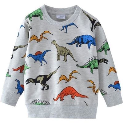 Pull à Capuche Léger Dinosaure - Fermeture éclair - Pour Enfants 3-12 Ans - Coton/polyester