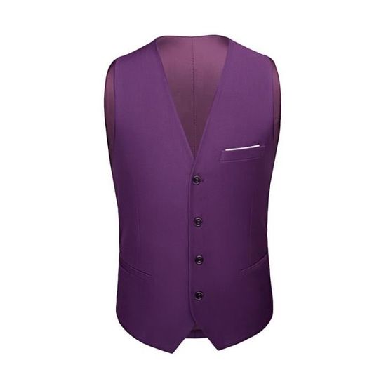 Gilet de Costume Homme Slim Fit Classiques d'affaires Couleur unie Violet  foncé - Cdiscount Prêt-à-Porter