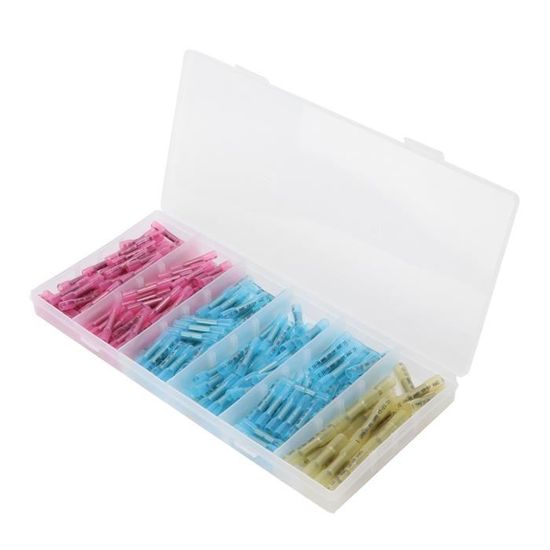 200 Bornes à Epissure Bout à Bout - Connecteurs Electriques à Sertir - Assortiment BV1/BV2/BV5