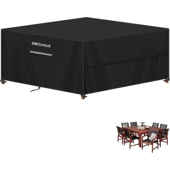 Housse Salon De Jardin, 160x150x80cm Housse De Table Jardin Rectangulaire Couverture De Protection Meubles ​Bâche Salon De Jardin Imperméable Anti-UV Tissu 420D Oxford Bache Table Exterieur
