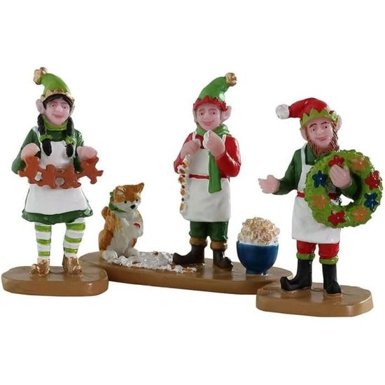 Elfes ruses Personnages pour Village de Noel en resine 390 Cdiscount Maison