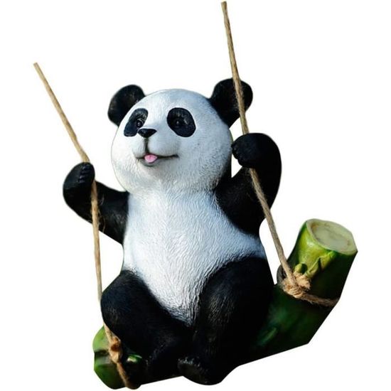 Panda Figurine Résine Swing Animal Statue Sculpture Micro Jardin