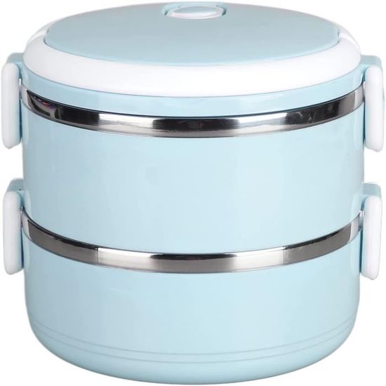 Boîte à Lunch Isotherme 2 Étages Acier Inoxydable 304 - Isolation Vide, Sans Fuite, Sac Inclus, Pour Bureau École