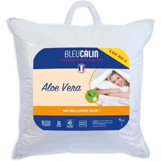 Lot De 2 Oreillers 60 X 60 Cm "Super Gonflant Isolane" Bleu Calin