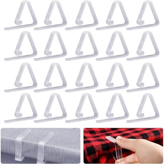 12 Pinces à Nappe LUTER | Transparentes Plastique ABS | Pour Table Noël, Mariage, Extérieur | Fixation Solide