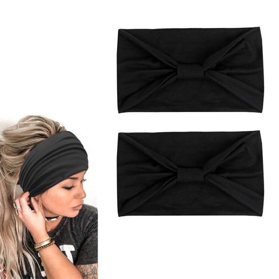 Lot De 2 Bandeaux De Sport Femme VAEIORP - Élastique, Coton, 9x24cm - Pour Yoga, Course, Fitness, Cheveux