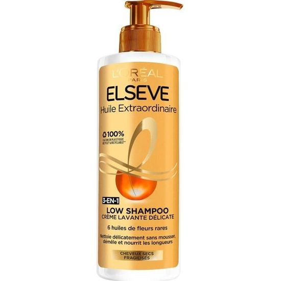 Huile Extraordinaire Elsève L'OREAL PARIS Low Shampoo 3 en 1 400 ml