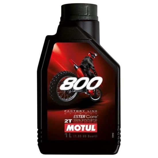 Bidon 1L huile 2 temps Motul 800 FACTORY LINE OFF ROAD RACING 100% synthèse pour moto